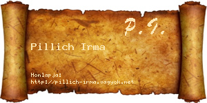 Pillich Irma névjegykártya
